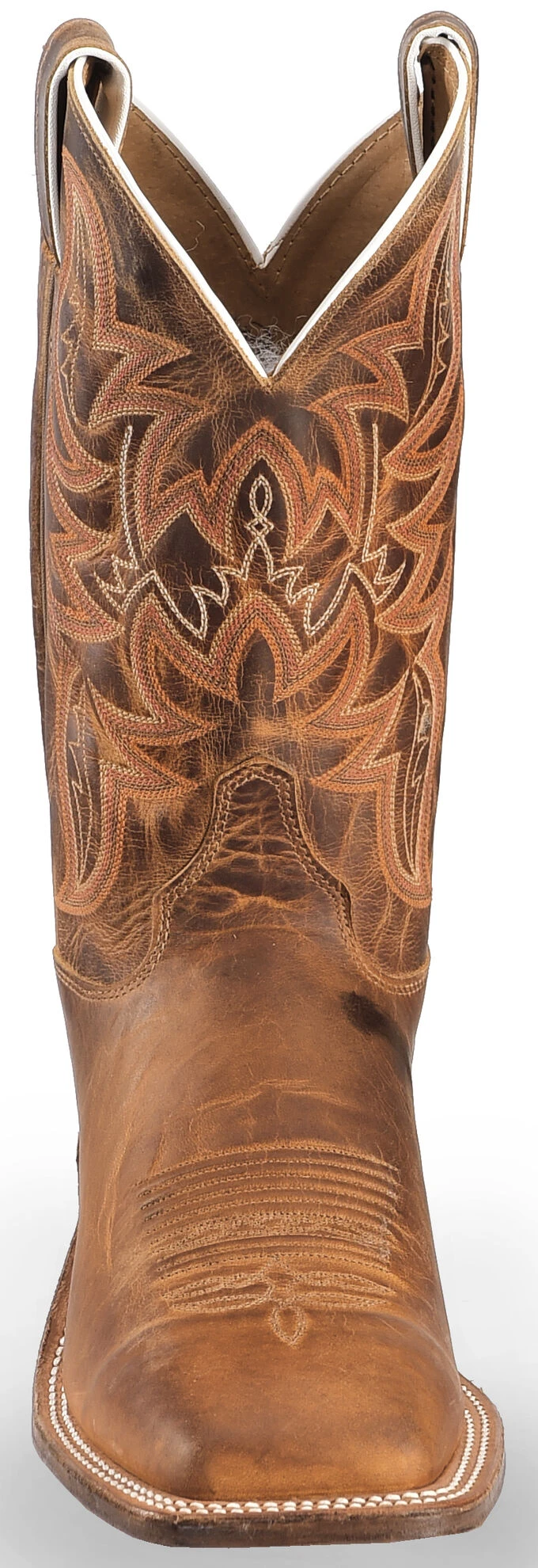 Justin Men's Bent Rail Distressed Cognac Western Boots - Broad Square Toe 5 Justin Men's Bent Rail Distressed Cognac Western Boots - Broad Square Toe - Image 3