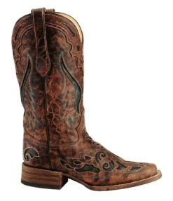 Corral Women's Inlay Western Boots - Square Toe -Fashion Shoes Store 045U70 38 RT