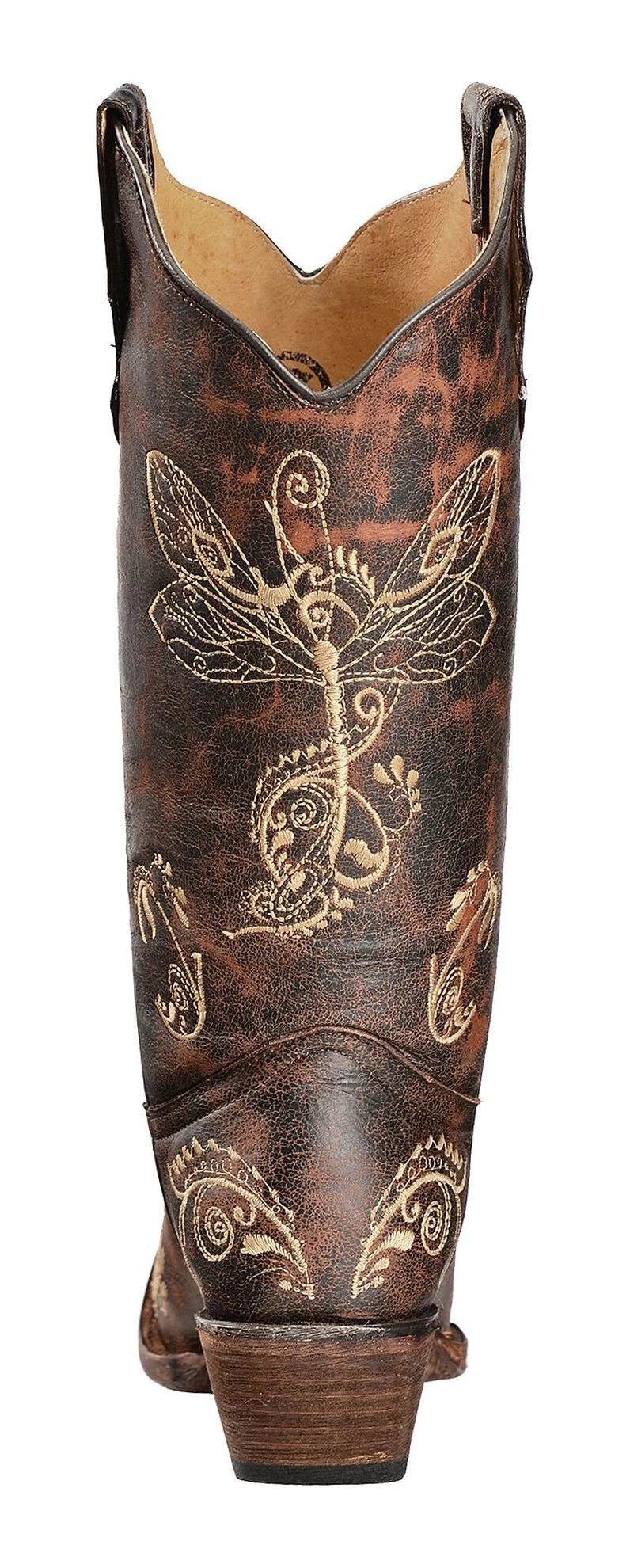 Circle G Women's Distressed Bone Dragonfly Embroidered Boots - Snip Toe 3 Circle G Women's Distressed Bone Dragonfly Embroidered Boots - Snip Toe