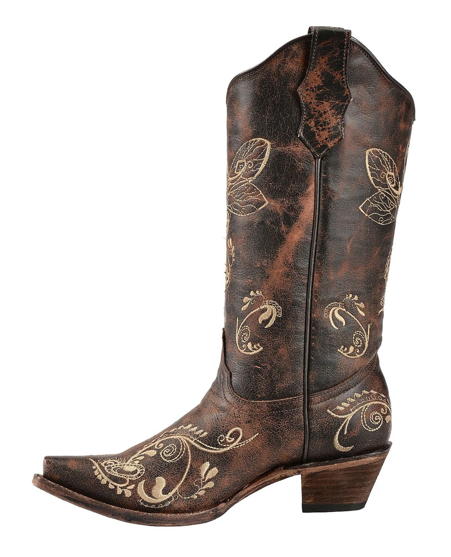 Circle G Women's Distressed Bone Dragonfly Embroidered Boots - Snip Toe 8 Circle G Women's Distressed Bone Dragonfly Embroidered Boots - Snip Toe - Image 6