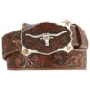 Justin Men's Longhorn Buckle Leather Belt - Reg. & Big