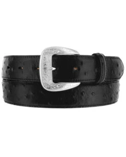 Tony Lama Men's Ostrich Print Leather Belt - Reg & Big -Fashion Shoes Store 120767 7018 P1