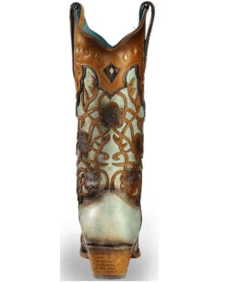 Corral Women's Flowers Overlay & Studs Western Boots - Snip Toe -Fashion Shoes Store 2000214119 200 BK
