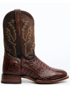 El Dorado Men's Handmade Caiman Back Brass Stockman Boots - Broad Square Toe -Fashion Shoes Store 2000221949 221 P2