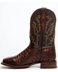 El Dorado Men's Handmade Caiman Back Brass Stockman Boots - Broad Square Toe -Fashion Shoes Store 2000221949 221 P3