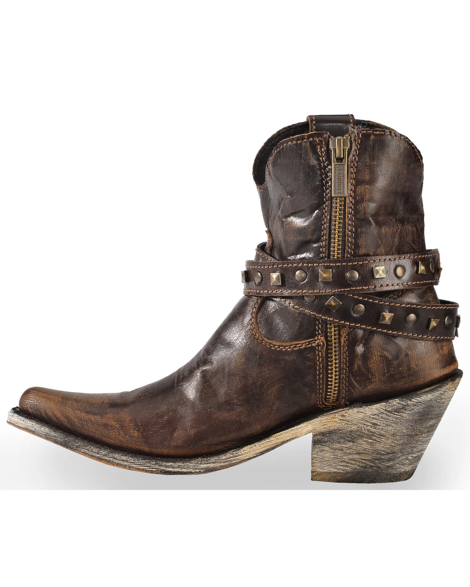 Liberty Black Women's Volcano Brass Studded Harness Booties - Pointed Toe 9 Liberty Black Women's Volcano Brass Studded Harness Booties - Pointed Toe - Image 7