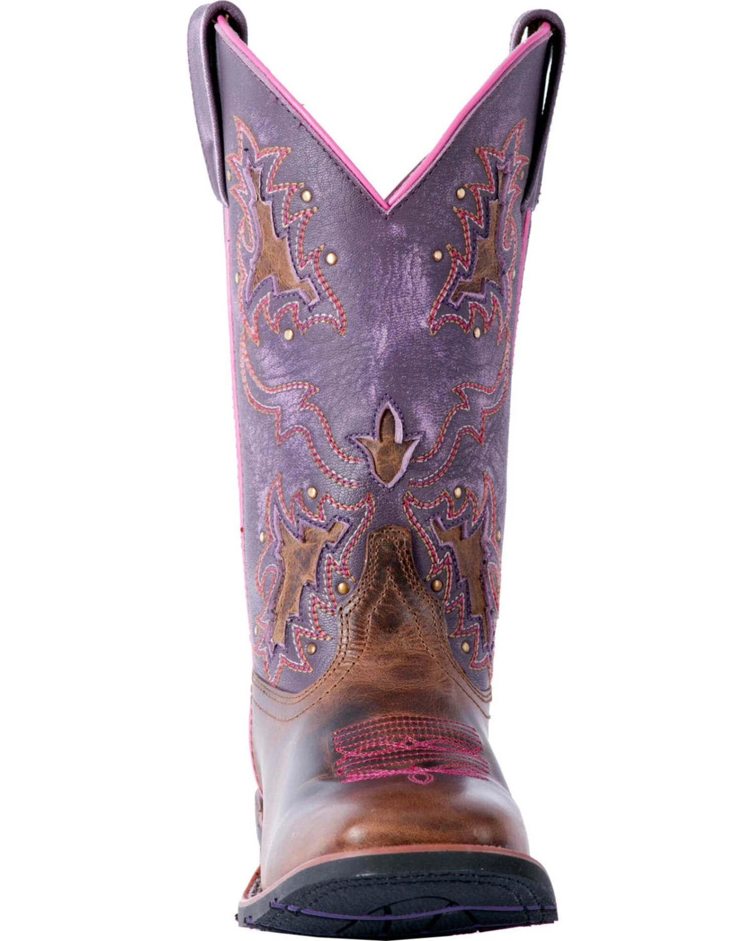 Laredo Women's Lola Purple Tan Inlay Western Performance Boots - Square Toe 5 Laredo Women's Lola Purple Tan Inlay Western Performance Boots - Square Toe - Image 3