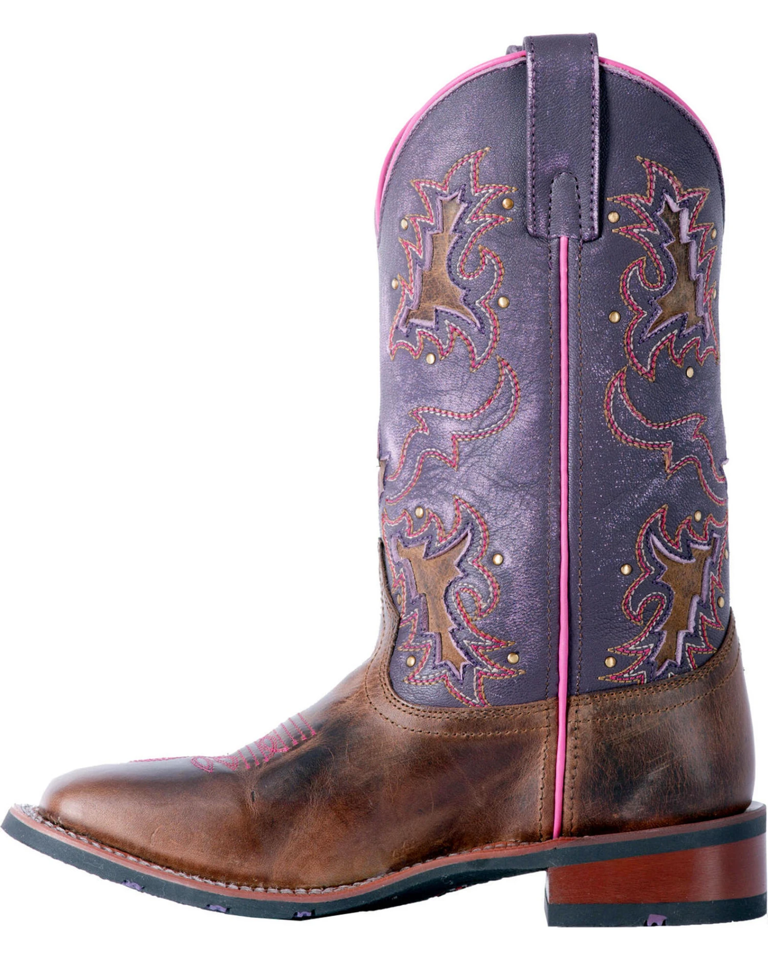Laredo Women's Lola Purple Tan Inlay Western Performance Boots - Square Toe 8 Laredo Women's Lola Purple Tan Inlay Western Performance Boots - Square Toe - Image 6