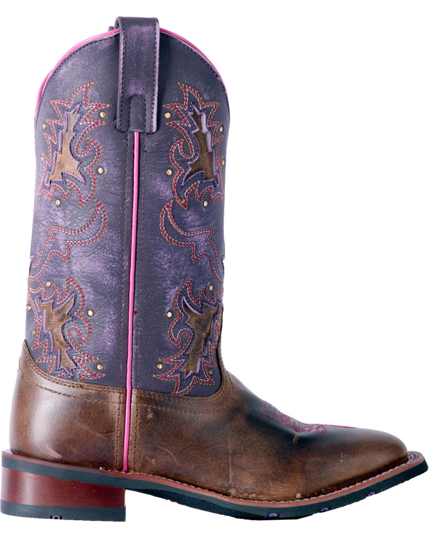 Laredo Women's Lola Purple Tan Inlay Western Performance Boots - Square Toe 9 Laredo Women's Lola Purple Tan Inlay Western Performance Boots - Square Toe - Image 7