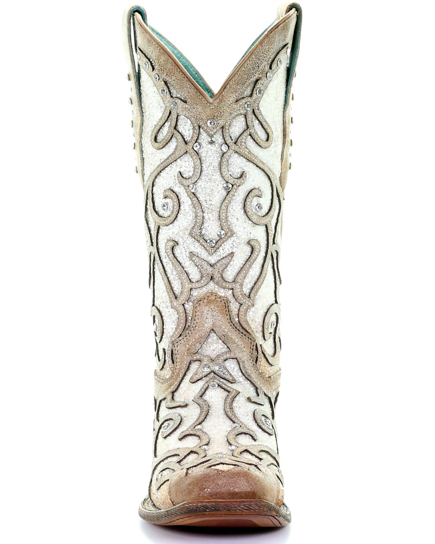Corral Women's White Glitter Inlay Western Boots - Square Toe 3 Corral Women's White Glitter Inlay Western Boots - Square Toe