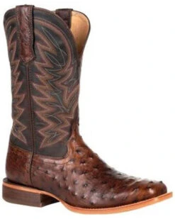Durango Men's Brown Exotic Full-Quill Ostrich Western Boots - Square Toe -Fashion Shoes Store 2000315552 201 P1