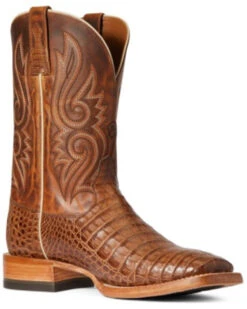 Ariat Men's Denton Exotic Caiman Belly Skin Western Boots - Broad Square Toe -Fashion Shoes Store 2000340993 200 P1