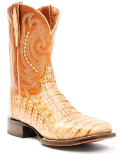 Dan Post Men's Tan Caiman Belly Western Boots - Broad Square Toe -Fashion Shoes Store 2000344179 280 P1
