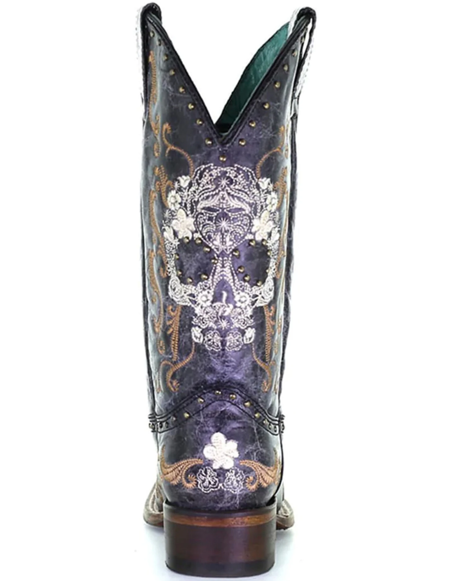 Corral Women's Floral Skull Embroidery & Studs Western Boots - Square Toe 6 Corral Women's Floral Skull Embroidery & Studs Western Boots - Square Toe - Image 4