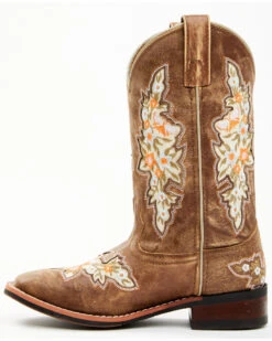 Laredo Women's Flower Inlay Western Performance Boots - Broad Square Toe -Fashion Shoes Store 2000355814 280 P3