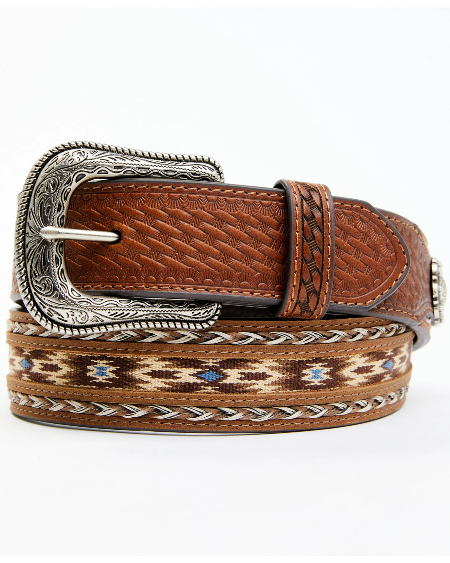 Cody James Men's Southwestern Concho Ribbon Inlay Belt 4 Cody James Men's Southwestern Concho Ribbon Inlay Belt - Image 2