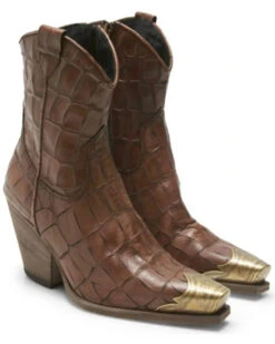 Free People Women's Brayden Croc Fashion Western Booties - Snip Toe -Fashion Shoes Store 2000362982 200 P1