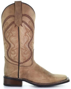 Corral Women's Saddle Embroidered Leather Western Boot - Broad Square Toe