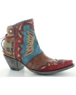Old Gringo Women's Eagle Flight Leather Overlay Western Fashion Booties - Snip Toe