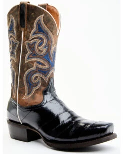 Dan Post Men's Eel Exotic Blue Western Boots - Square Toe -Fashion Shoes Store 2000366817 900 P1