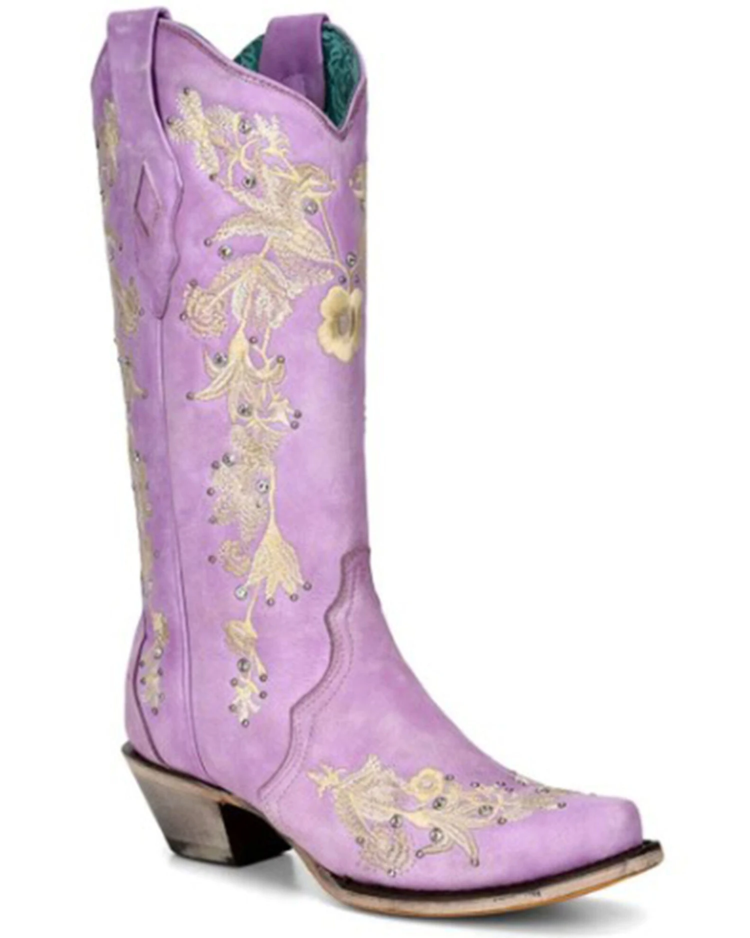 Corral Women's Embroidered Floral & Crystal Studded Tall Western Boots - Snip Toe 5 Corral Women's Embroidered Floral & Crystal Studded Tall Western Boots - Snip Toe - Image 3