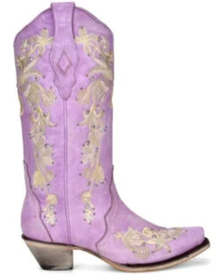 Corral Women's Embroidered Floral & Crystal Studded Tall Western Boots - Snip Toe