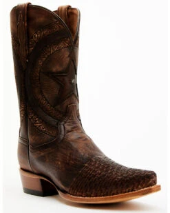 Dan Post Men's Embossed Star & Studded Basketweave Western Leather Boots - Snip Toe -Fashion Shoes Store 2000371046 200 P1