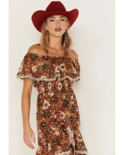 Shyanne Women's Floral Print Off-Shoulder Ruffle Maxi Dress -Fashion Shoes Store 2000372967 203 P2