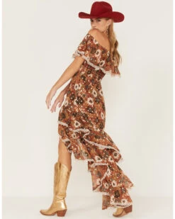 Shyanne Women's Floral Print Off-Shoulder Ruffle Maxi Dress -Fashion Shoes Store 2000372967 203 P4