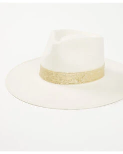 San Diego Hat Company Women's Cream & Gold Jacquard Band Fedora Hat