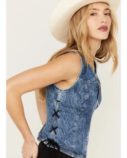 Wrangler X Fender Women's Lace-Up Denim Top -Fashion Shoes Store 2000379696 400 P2