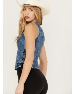 Wrangler X Fender Women's Lace-Up Denim Top -Fashion Shoes Store 2000379696 400 P4