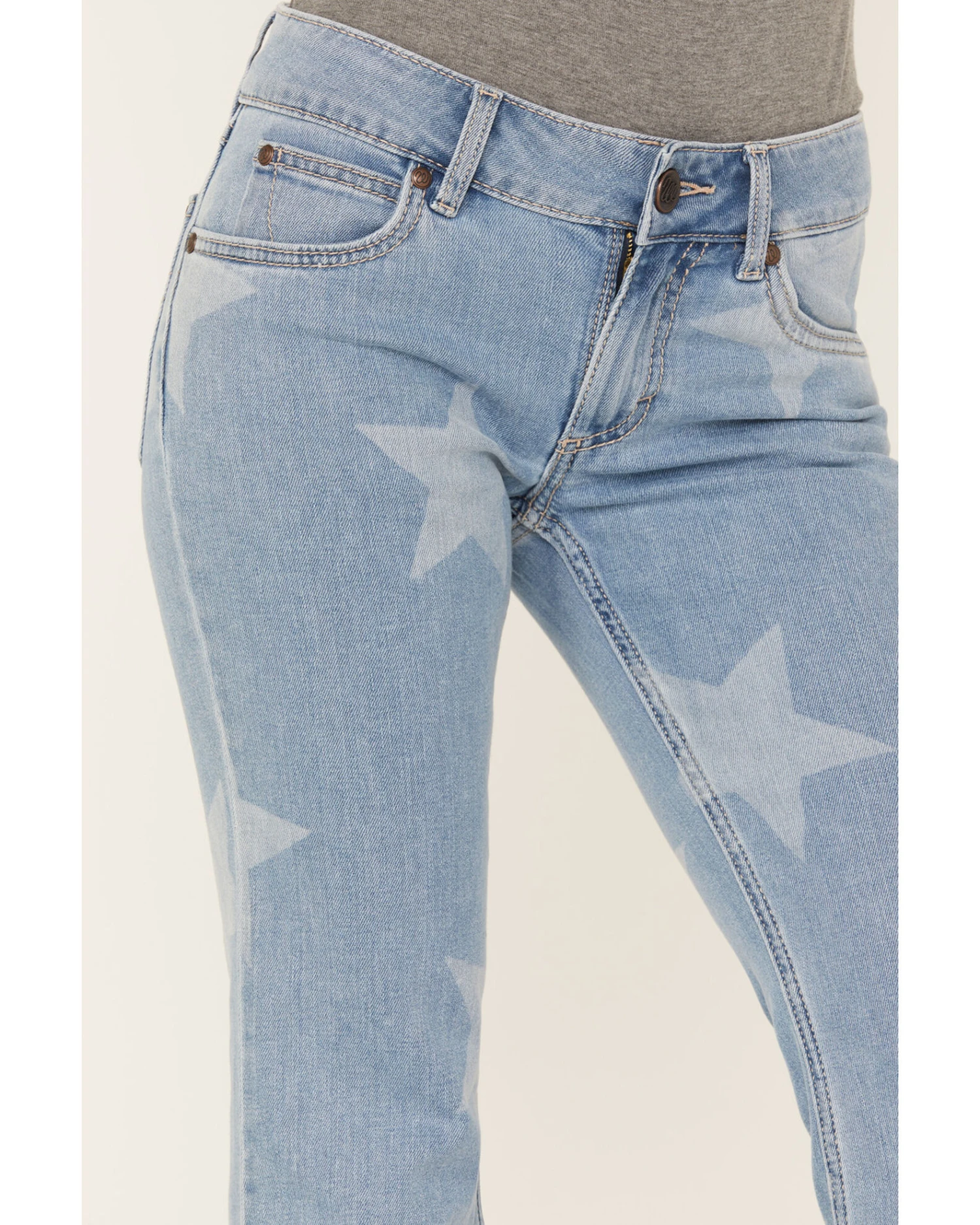 Wrangler Retro Women's Light Wash Mid Rise Star Print Mae Flare Jeans 4 Wrangler Retro Women's Light Wash Mid Rise Star Print Mae Flare Jeans - Image 2