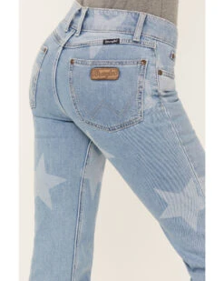 Wrangler Retro Women's Light Wash Mid Rise Star Print Mae Flare Jeans 9 Wrangler Retro Women's Light Wash Mid Rise Star Print Mae Flare Jeans -Fashion Shoes Store 2000380198 400 P4