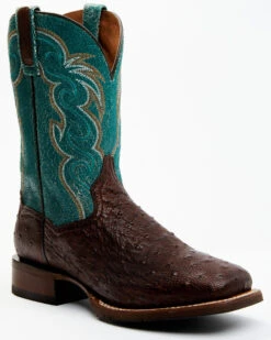 Dan Post Men's Exotic Full-Quill Ostrich Western Boots - Broad Square Toe -Fashion Shoes Store 2000381740 220 P1