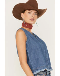 Wrangler Women's Denim Frayed Tank -Fashion Shoes Store 2000383476 400 P3