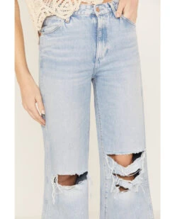Wrangler Women's Light Wash Destructed Loose Flare Jeans -Fashion Shoes Store 2000383490 400 P2