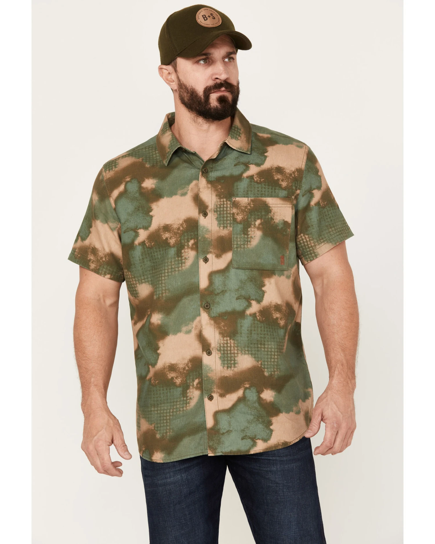 Brothers & Sons Men's Hemp Camo Print Short Sleeve Button-Down Western Shirt 5 Brothers & Sons Men's Hemp Camo Print Short Sleeve Button-Down Western Shirt - Image 3