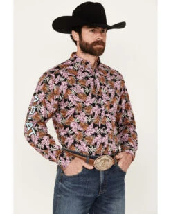 Ariat Men's Team Patterson Floral Print Classic Fit Embroidered Logo Long Sleeve Button-Down Western Shirt -Fashion Shoes Store 2000387209 900 P1
