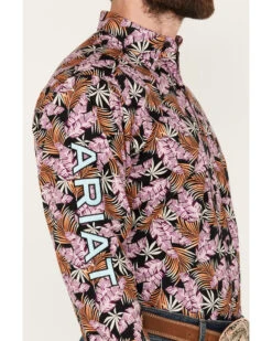 Ariat Men's Team Patterson Floral Print Classic Fit Embroidered Logo Long Sleeve Button-Down Western Shirt -Fashion Shoes Store 2000387209 900 P3