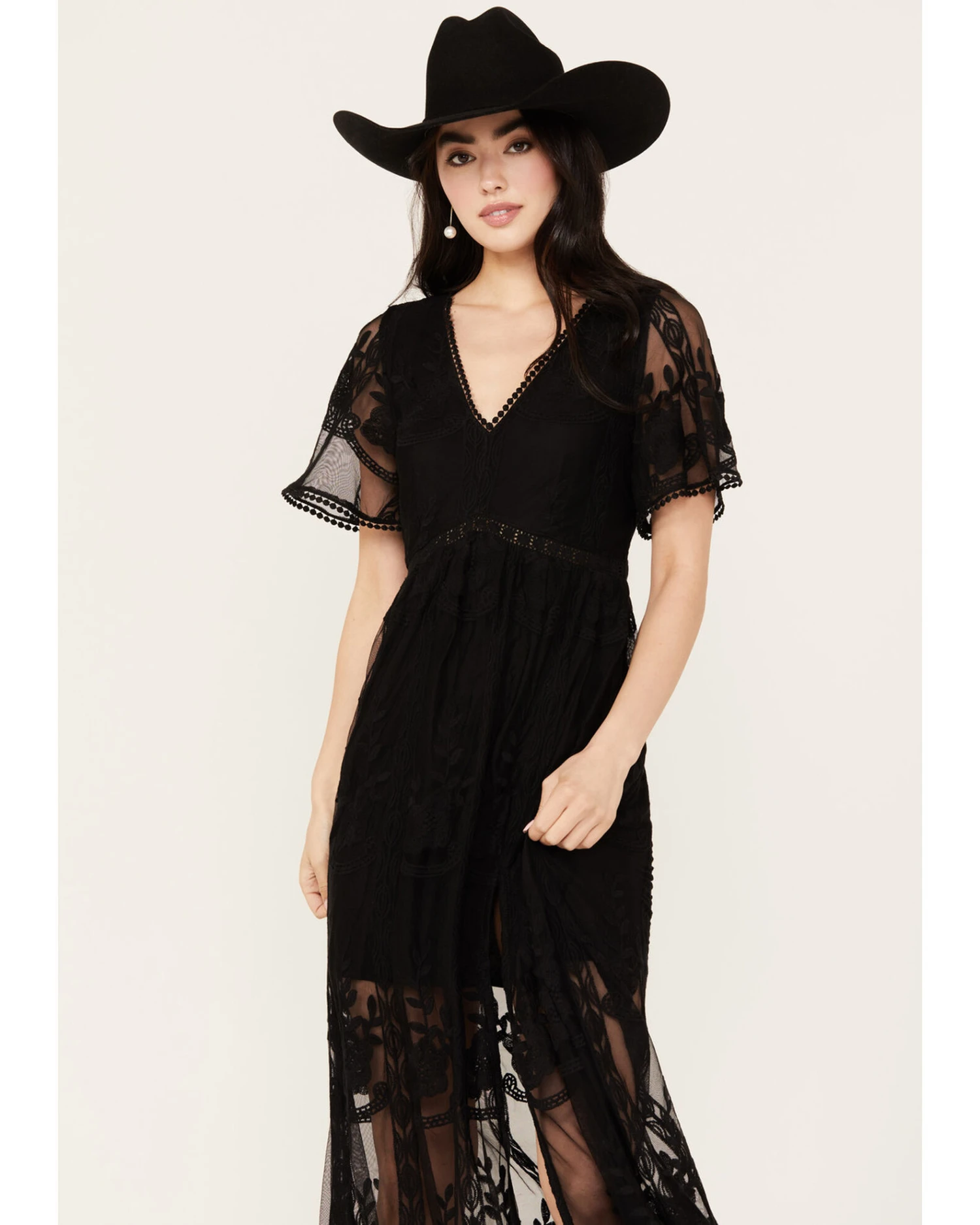 Shyanne Women's Floral Lace Split Leg Maxi Dress 4 Shyanne Women's Floral Lace Split Leg Maxi Dress - Image 2