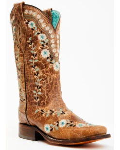 Corral Women's Floral Glow In The Dark Western Boots - Square Toe -Fashion Shoes Store 2000390651 235 P1